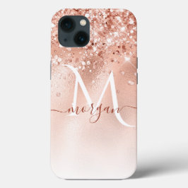 Glitzer Peach Rose Gold Monogramm Case-Mate iPhone Hülle