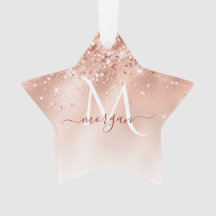 Glitzer Peach Rose Gold Monogramm