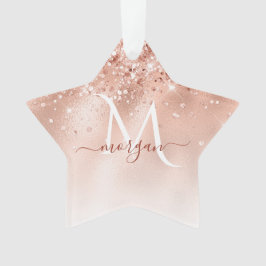 Glitzer Peach Rose Gold Monogramm Ornament