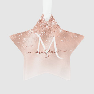 Glitzer Peach Rose Gold Monogramm Ornament