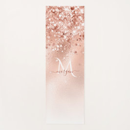 Glitzer Peach Rose Gold Monogramm Yogamatte