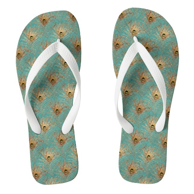 Glitzer Peacock Feathers Pattern Flip Flops (Fußbett)
