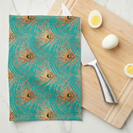 Glitzer Peacock Feathers Pattern Geschirrtuch