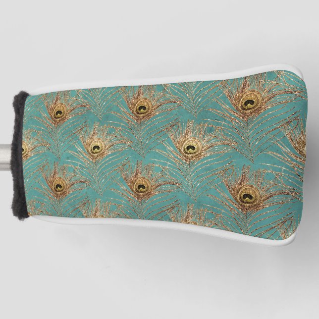 Glitzer Peacock Feathers Pattern Golf Headcover (Vorderseite)