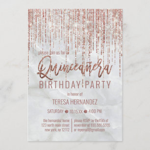 Glitzer Pearl Marble Quinceñera Einladung