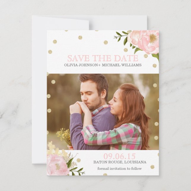 Glitzer Peony Speichern Sie die Ankündigungen (Vorderseite)