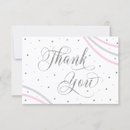 Glitzer & Perlen Vielen Dank Card, Rosa, Imitate S Dankeskarte