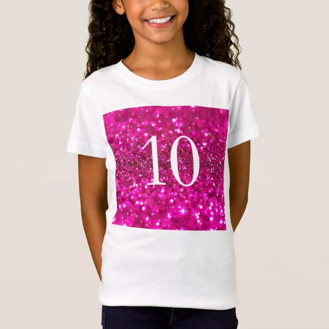 Glitzer Pink 10. Geburtstagsmädchen T-Shirt (Vorderseite)
