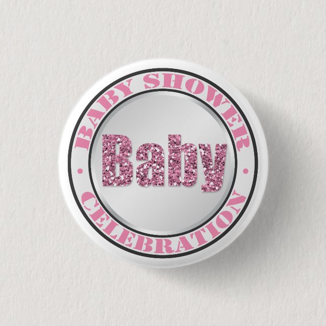 Glitzer Pink Baby Shower Celebration Buttons (Vorderseite)