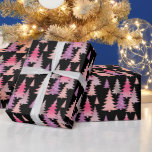 Glitzer Pink Black Christmas Tree Muster Geschenkpapier<br><div class="desc">Glitzer und rosa Muster</div>
