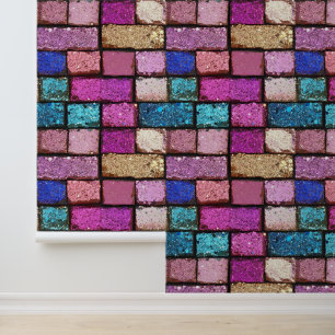 Glitzer Pink Brick Muster Tapete