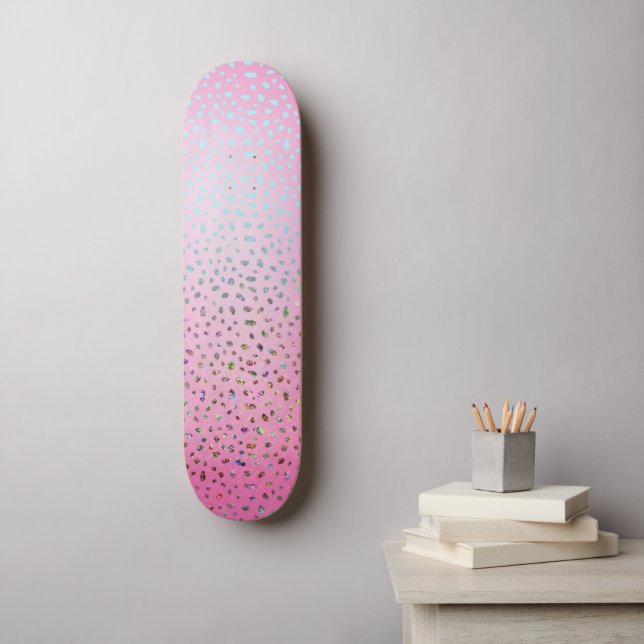 Glitzer Pink Cheetah Print Skateboard (Wandkunst)