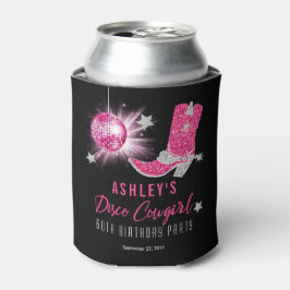 Glitzer Pink Disco Cowgirl 60. Geburtstagsparty Dosenkühler