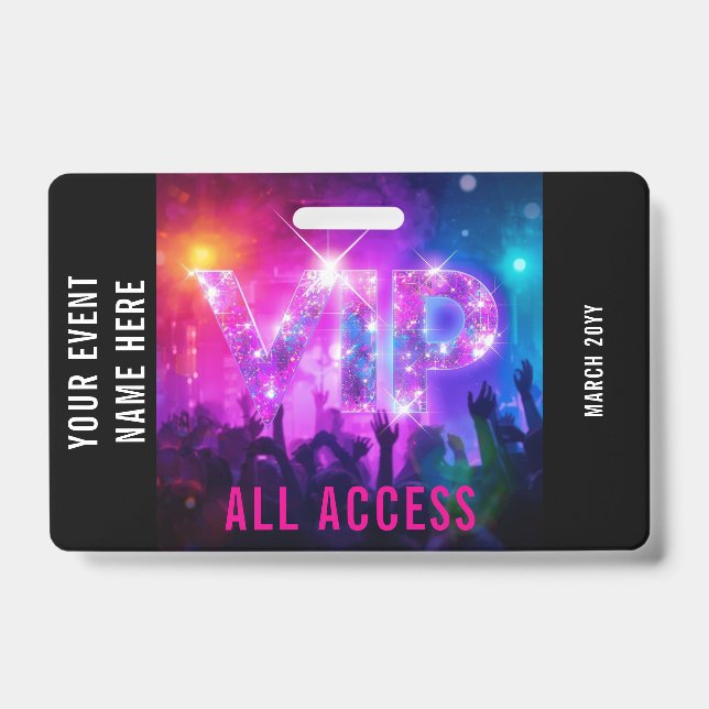 Glitzer Pink Disco VIP Konzert alle Zugang Veranst Ausweis (Vorderseite)