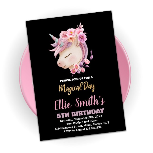 Glitzer Pink Einhorn Geburtstagseinladungen Einladung (Von Creator hochgeladen)