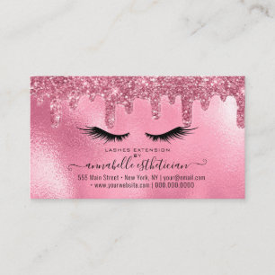 Glitzer Pink Eyelash Verlängerung Loyalität Visitenkarte