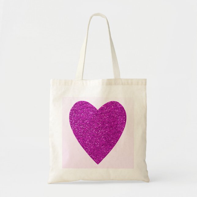 Glitzer Pink Heart Wedding Tragetasche (Vorne)