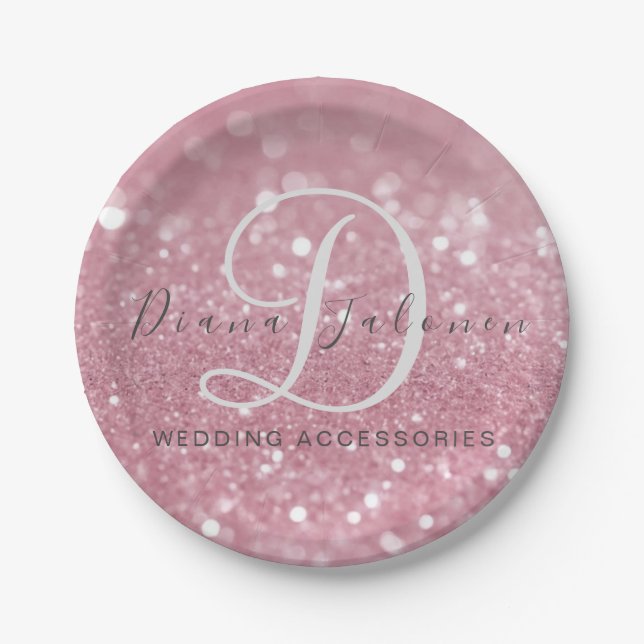 Glitzer Pink Hochzeitszubehör Pappteller (Vorderseite)