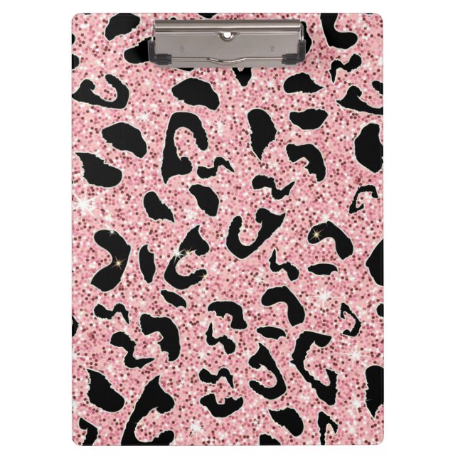 GLITZER PINK LEOPARD KLEMMBRETT (Vorderseite)