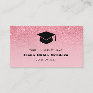 Glitzer Pink Ombre Chic Graduation Cap Name Beilag Visitenkarte