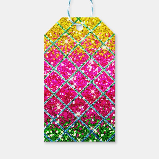 Glitzer Pink Snakeskin Geschenkanhänger (Vorderseite)