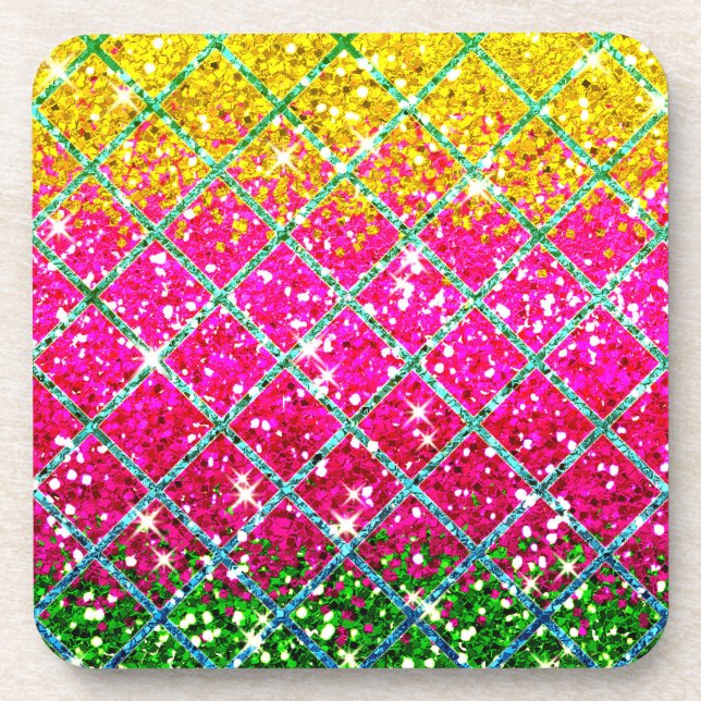 Glitzer Pink Snakeskin Getränkeuntersetzer (Vorderseite)