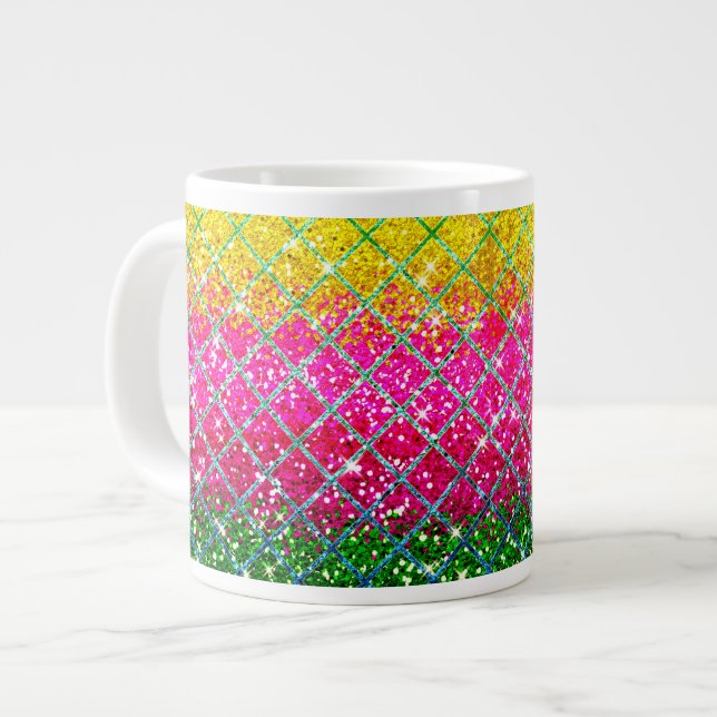 Glitzer Pink Snakeskin Jumbo-Tasse (Vorderseite Links)