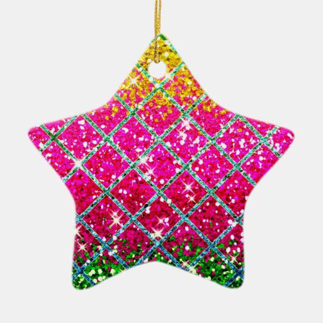 Glitzer Pink Snakeskin Keramikornament (Vorne)