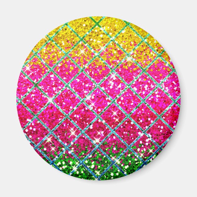 Glitzer Pink Snakeskin Magnet (Vorne)