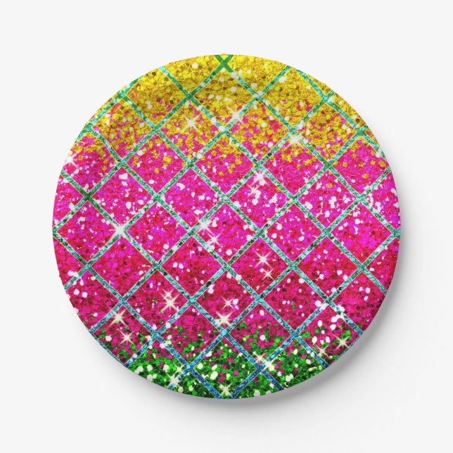 Glitzer Pink Snakeskin Pappteller (Vorderseite)