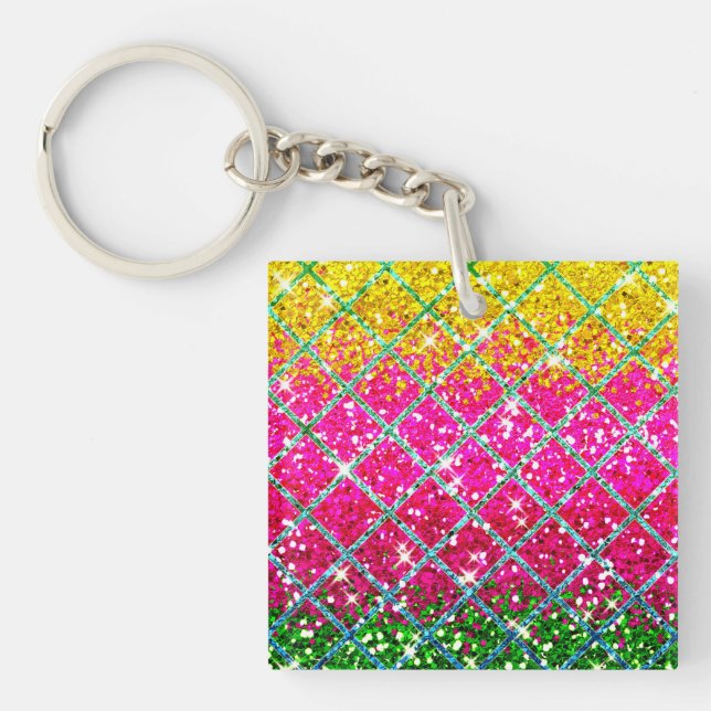Glitzer Pink Snakeskin Schlüsselanhänger (Vorderseite)