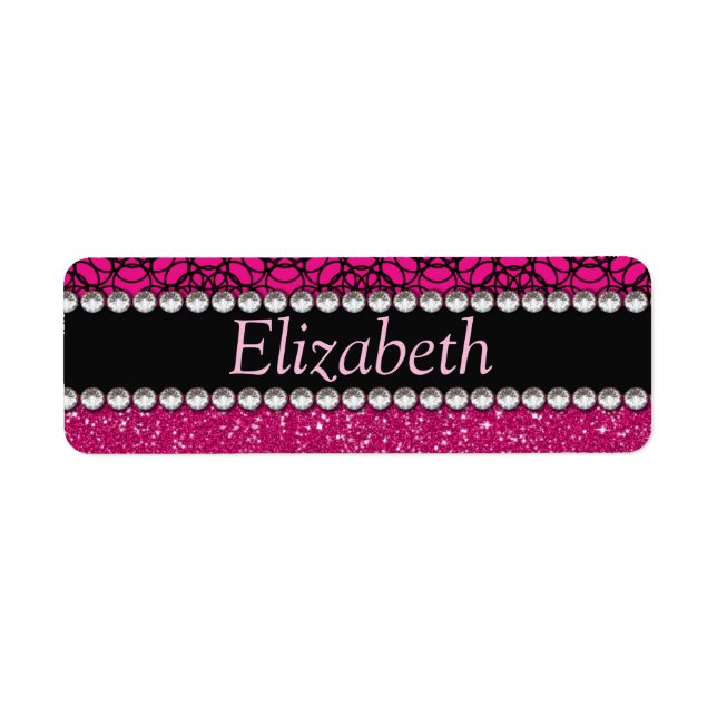 Glitzer Pink und Schwarz Muster Rhinestones (Vorne)
