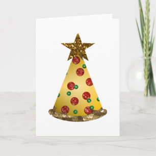 Glitzer Pizza Weihnachtsbaum Feiertagskarte