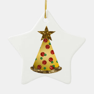 Glitzer Pizza Weihnachtsbaum Keramikornament