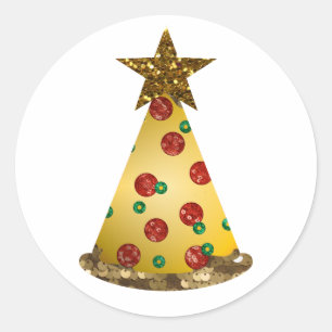 Glitzer Pizza Weihnachtsbaum Runder Aufkleber