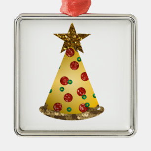 Glitzer Pizza Weihnachtsbaum Silbernes Ornament
