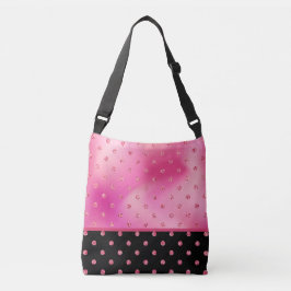 Glitzer Polka Dots on Shades of Pink & Black Tragetaschen Mit Langen Trägern