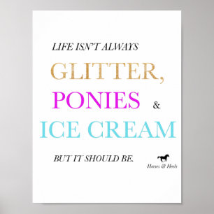 Glitzer-, Pony-u. Eiscreme-bunter Druck Poster