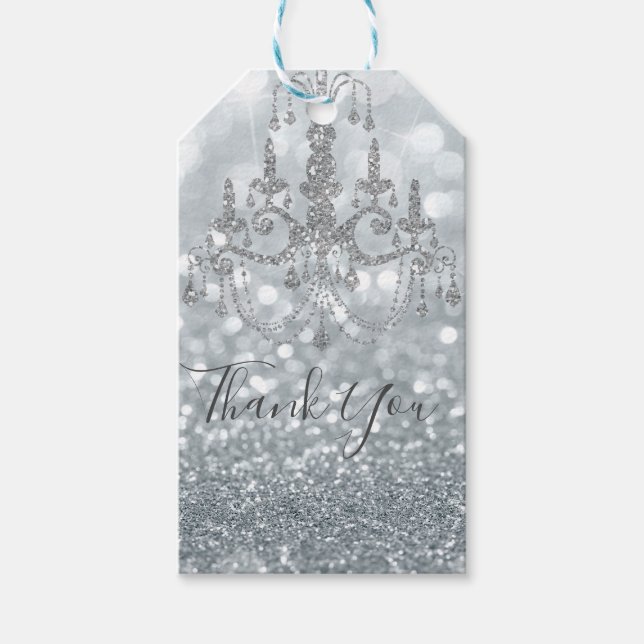 Glitzer Princess Silver Sparkle Glamour Geschenkanhänger (Vorderseite)