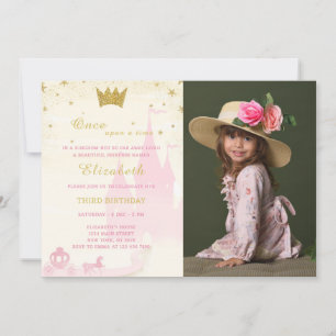 Glitzer Prinzessin zum Geburtstag Einladung mit Fo