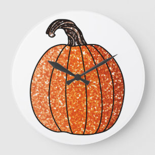 Glitzer Pumpkin Große Wanduhr