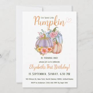 Glitzer Pumpkin Themed Kindergeburtstag Einladung