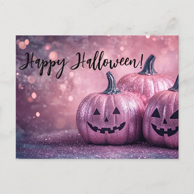Glitzer Pumpkins Halloween-Grußkarte Postkarte (Vorderseite)