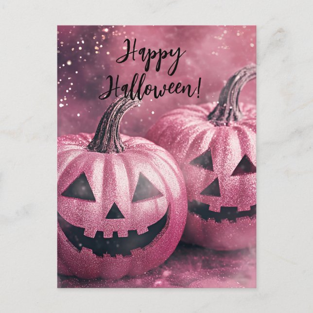 Glitzer Pumpkins Halloween-Grußkarte Postkarte (Vorderseite)