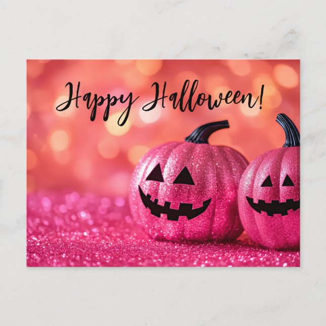 Glitzer Pumpkins Halloween-Grußkarte Postkarte (Vorderseite)