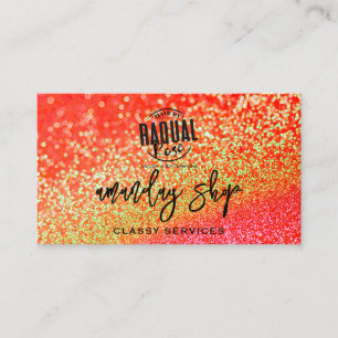 Glitzer QR-Logos Online-Shop Red Gold Visitenkarte