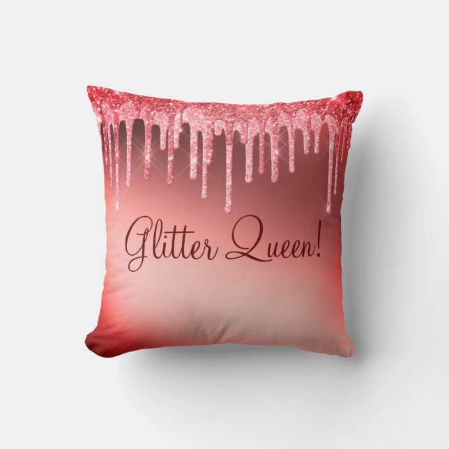 Glitzer Queen Glitzer Glitzern Girly Cinnamon Rot Kissen (Vorderseite)