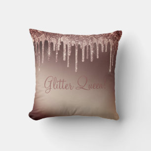 Glitzer Queen Gorgeous Rose Bronze Shiny Girly Kissen