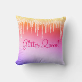 Glitzer Queen Hot Pink Glitzern Bling Glam Kissen