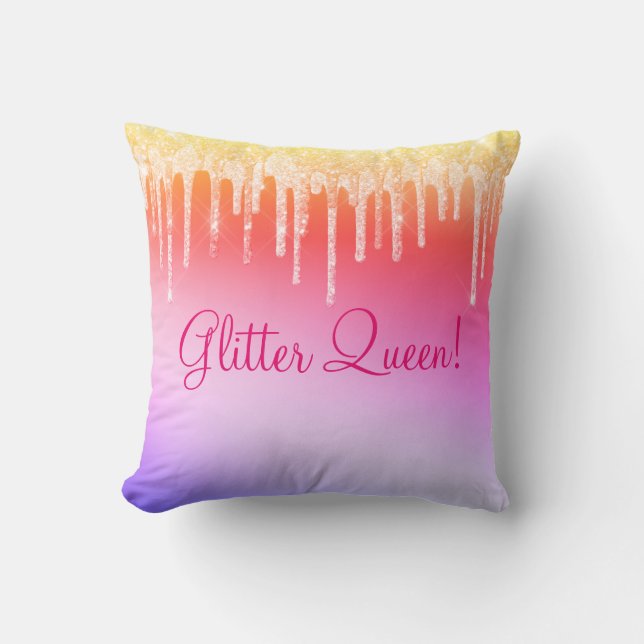 Glitzer Queen Hot Pink Glitzern Bling Glam Kissen (Vorderseite)